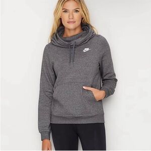 Nike Gray Pullover Hoodie XL Embroidered Swoosh Fleece Sweatshirt